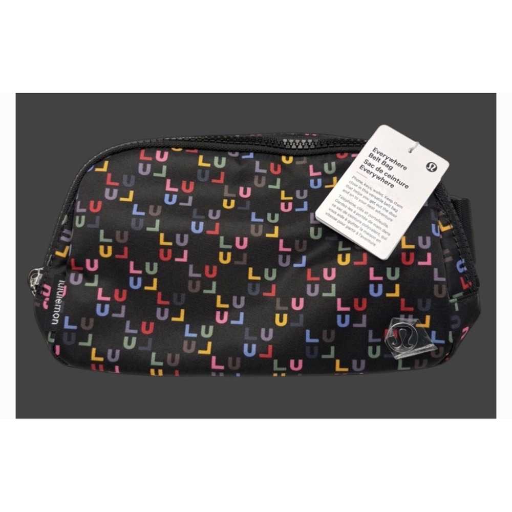 Lululemon NWT Everywhere Belt Bag 1L Multi Color LULU Monogram Black Fanny Pack